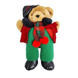 Brown Christmas Bear with Top Hat Coat and‎ Scarf Plushie 14" No Music Pre-Owned